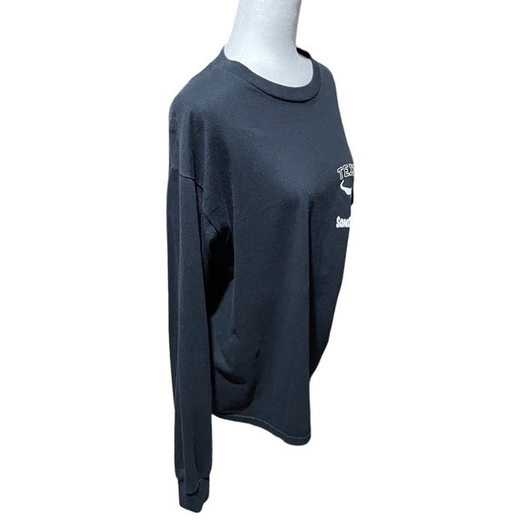 BLACK Long Sleeve Pullover TShirt with Ribbed Cuffs -Front/Back Crest Size Large - Picture 6 of 7
